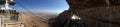 Judaean Desert and the Dead Sea panorama seen from the Cable Car station Royalty Free Stock Photo