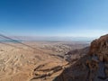 Judaean Desert and the Dead Sea seen from the Cable Car station Royalty Free Stock Photo