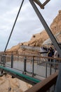 Judaean Desert, Southern District, Israel - 10 April, 2023. Tourists arriving at Masada National Park