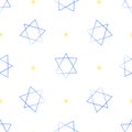 Judaic symbol star of David seamless pattern. Israeli religion Judaism. Hand drawn background for wrapping, scrapbooking Royalty Free Stock Photo