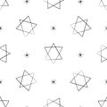Judaic symbol star of David seamless pattern. Israeli religion Judaism. Hand drawn black silhouette background for Royalty Free Stock Photo