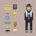 Judaism church traditional symbols hanukkah religious synagogue passover hebrew character vector