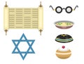 Judaism church traditional symbols hanukkah religious synagogue passover hebrew vector illustration.