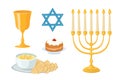 Judaism church traditional symbols icons set isolated hanukkah religious design and synagogue passover torah menorah