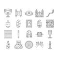 judaism jewish jew israel torah icons set vector