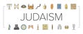 judaism jewish jew israel torah icons set vector