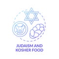 Judaism and kosher food blue gradient concept icon