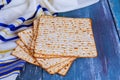 Judaism religious on jewish matza on passover tallit