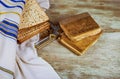 Judaism and religious torah on jewish matza on passover tallit