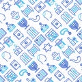 Judaism seamless pattern with thin line icons Royalty Free Stock Photo