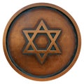 Judaism symbol star of david on the copper metal coin