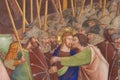 Fresco in San Gimignano - Kiss of Judas Royalty Free Stock Photo