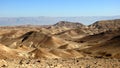 Judean desert. Mountains with fancy drawings. There are places - similar to the lunar landscape.