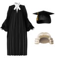 Judge and academic dressing realistic vector set Royalty Free Stock Photo