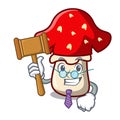 Judge amanita mushroom mascot cartoon