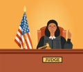 Judge black woman in courtroom adjudicates Royalty Free Stock Photo