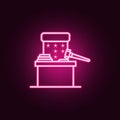 Judge chair, gavel neon icon. Elements of Law & Justice set. Simple icon for websites, web design, mobile app, info graphics Royalty Free Stock Photo