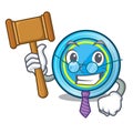 Judge frisbee next a wooden cartoon table Royalty Free Stock Photo