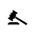 Judge Gavel, Auction Hammer, Judgement Mallet. Flat Vector Icon illustration. Simple black symbol on white background. Judge Gavel Royalty Free Stock Photo