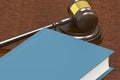 Judge gavel with blue book Royalty Free Stock Photo