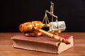 Judge gavel book and balance Royalty Free Stock Photo