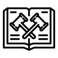 Judge gavel book icon, outline style Royalty Free Stock Photo