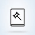 Judge gavel book line. Simple vector modern icon design illustration