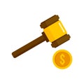 Judge gavel bribery icon flat isolated vector