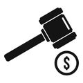 Judge gavel bribery icon, simple style