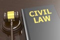 Judge gavel with civil law word on book Royalty Free Stock Photo