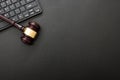 Judge gavel with computer keyboard. Concept of internet crime. Copy space for text Royalty Free Stock Photo