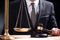 Judge gavel deciding on marriage divorce. Royalty Free Stock Photo