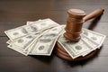 Judge gavel with dollars Royalty Free Stock Photo