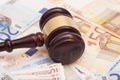 Judge gavel and euro banknotes Royalty Free Stock Photo