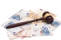 Judge gavel and euro banknotes Royalty Free Stock Photo