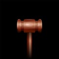 Judge gavel, glossy on black background