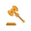 Judge gavel icon in cartoon style Royalty Free Stock Photo