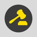 Judge gavel icon on gray background. Royalty Free Stock Photo