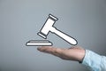 judge gavel icon. man holding in his hand Royalty Free Stock Photo