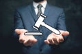 judge gavel icon. man holding in his hand Royalty Free Stock Photo