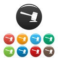 Judge gavel icons set color vector