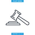 Judge Gavel Icon Vector Design Template. Editable Stroke. Royalty Free Stock Photo