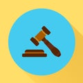 Judge gavel icon. Vector illustration in flat style with long shadow Royalty Free Stock Photo