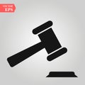 Judge gavel Icon Vector. Simple flat symbol. Perfect Black pictogram illustration on white background. Royalty Free Stock Photo