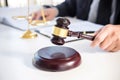 Judge gavel with Justice lawyers, Businessman in suit or lawyer Royalty Free Stock Photo