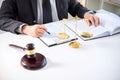 Judge gavel with Justice lawyers, Businessman in suit or lawyer Royalty Free Stock Photo