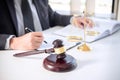 Judge gavel with Justice lawyers, Businessman in suit or lawyer Royalty Free Stock Photo