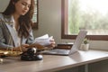 Judge gavel with Justice lawyers, Businesswoman in suit or lawyer working on a documents in courtroom. Legal law, advice Royalty Free Stock Photo