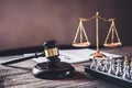 Judge gavel with Justice lawyers, object documents working on table. Legal law, advice and justice concept Royalty Free Stock Photo