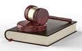 Symbol of Justice: Wooden Judge Gavel on Law Book for Law and Justice Concept Royalty Free Stock Photo